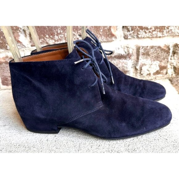 Aquatalia Blue Suede Chukka Boots Lace Up Ladies Sz 6 Italy Ankle Bootie… - Picture 1 of 12